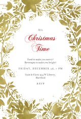 Golden lace flowers - Christmas Invitation